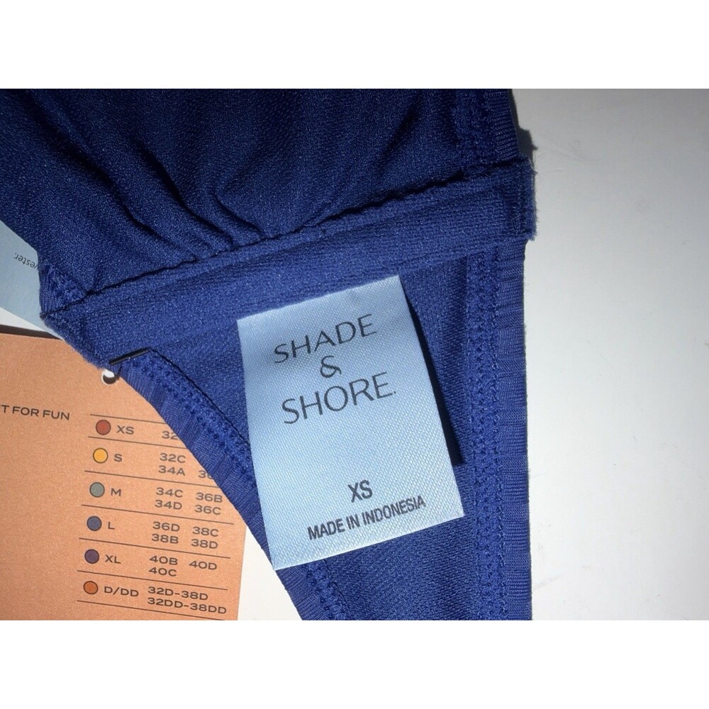 Shade And Shore Shirred Bralette Bikini Top Womens Sz XS Blue Removable Pads New - Picture 5 of 8